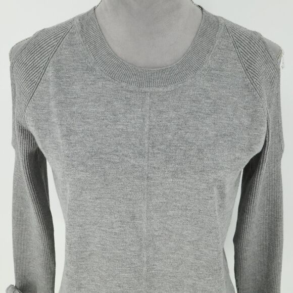 Karl Lagerfled Sweater Womens Small Gray Bell Sleeves Bows Cold Shoulder - Picture 7 of 14